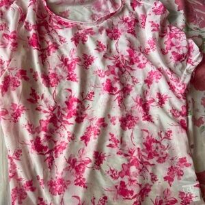 Floral Pink and White Top